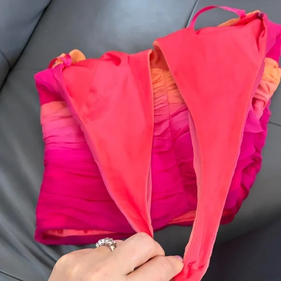 Cache Halter Top in Pink and Orange Ombre 100% silk - Picture 7 of 13